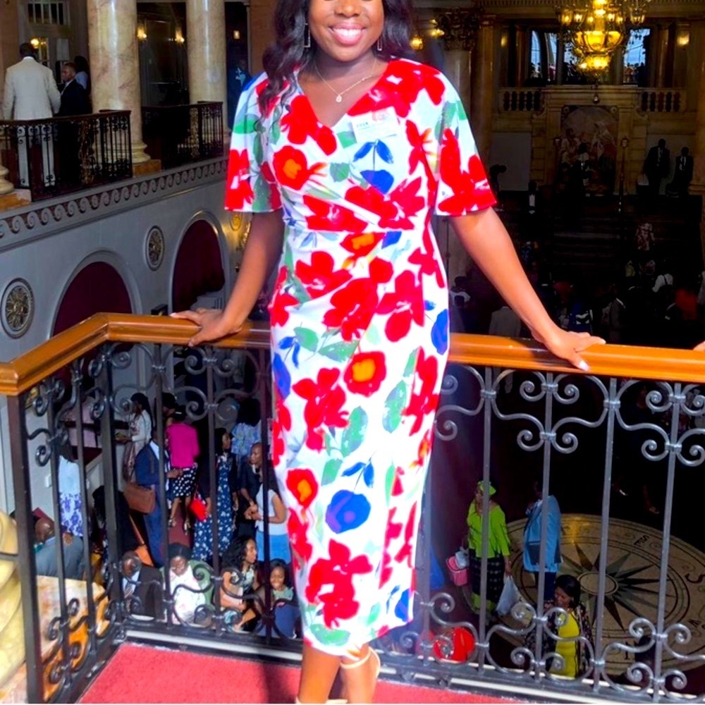 Maggy London Multicolored Sheath Midi Dress Short Sleeve